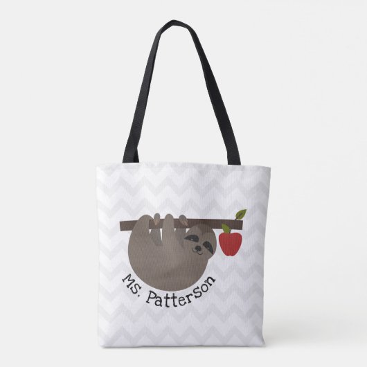 Sloth Apple Tree Chevron leraar Tote Bag (Achterkant)