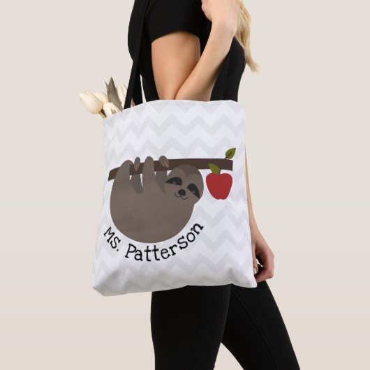 Sloth Apple Tree Chevron leraar Tote Bag (Dichtbij)