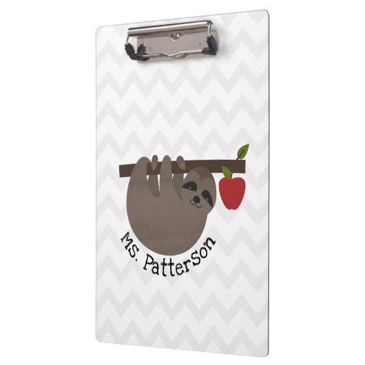 Sloth Apple Tree Chevron Teacher Klembord (Links)