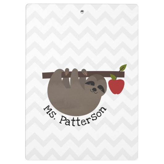 Sloth Apple Tree Chevron Teacher Klembord (Achterkant)