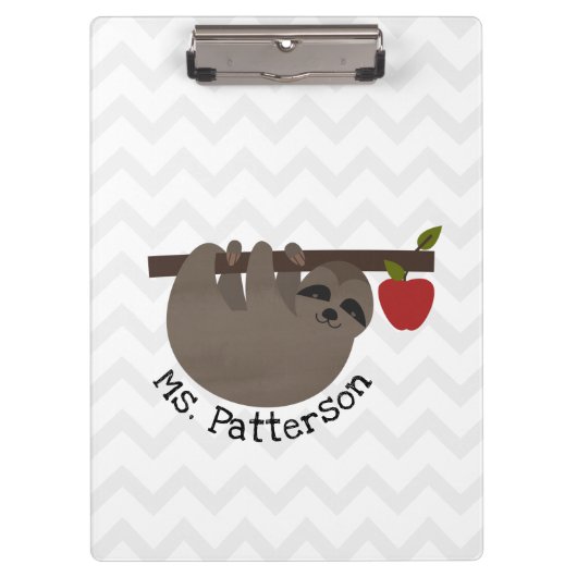 Sloth Apple Tree Chevron Teacher Klembord (Voorkant)