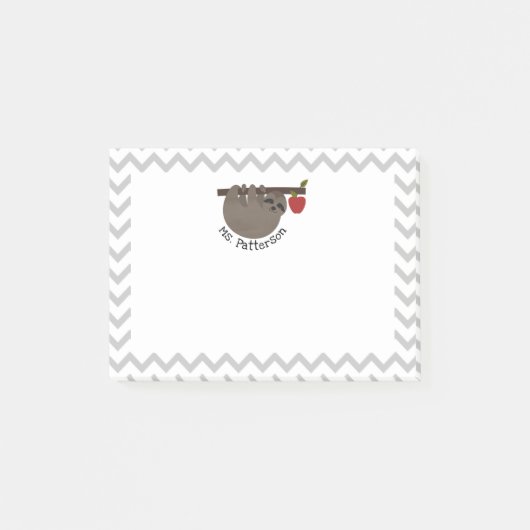 Sloth Apple Tree Chevron Teacher Post-it® notes (Voorkant)