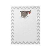 Sloth Apple Tree Gray Chevron leraar Notitieblok (Linkerzijde)