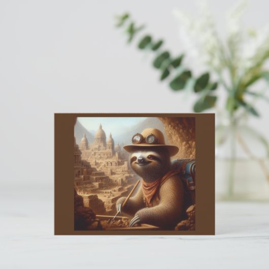 Sloth Archeologist Briefkaart (Staand voorkant)