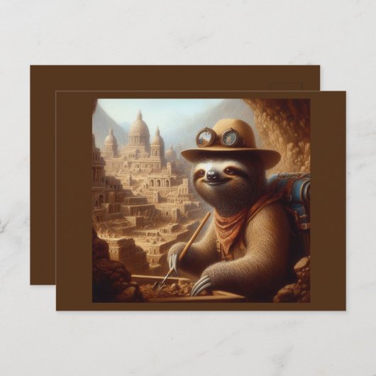 Sloth Archeologist Briefkaart (Voorkant / Achterkant)