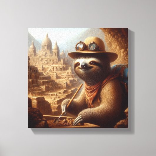 Sloth Archeologist Canvas Afdruk (Voorkant)