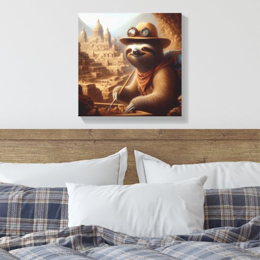 Sloth Archeologist Canvas Afdruk (Insitu (Slaapkamer))
