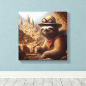 Sloth Archeologist Canvas Afdruk (Insitu (Houten vloer))