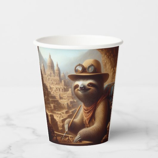 Sloth Archeologist Papieren Bekers (Voorkant)