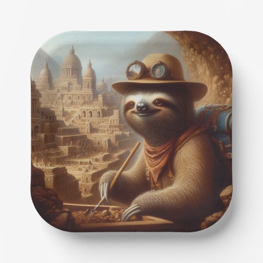 Sloth Archeologist Papieren Bordje (Voorkant)