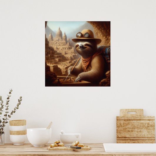 Sloth Archeologist Poster (Keuken)