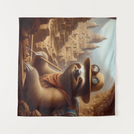 Sloth Archeologist Wandkleed (Voorkant (horizontaal))