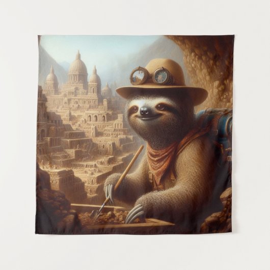 Sloth Archeologist Wandkleed (Voorkant)