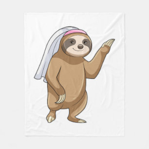 Sloth as Bride with Veil Fleece Deken