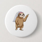 Sloth as Bride with Veil Ronde Button 7,6 Cm (Voorkant)
