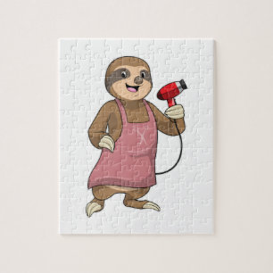 Sloth as Hair stylist with Hairdryer Legpuzzel