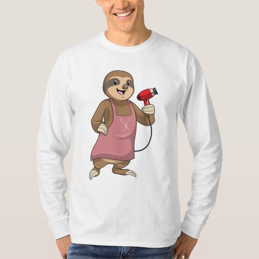 Sloth as Hair stylist with Hairdryer T-shirt (Voorkant)