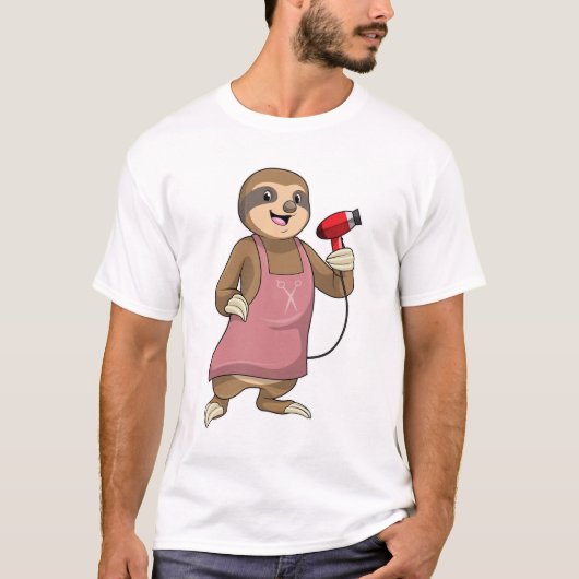 Sloth as Hair stylist with Hairdryer T-shirt (Voorkant)