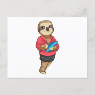 Sloth as Secretary with Notepad Briefkaart