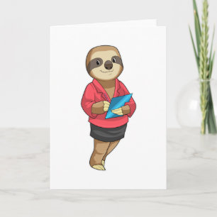 Sloth as Secretary with Notepad Kaart