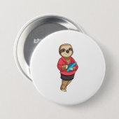 Sloth as Secretary with Notepad Ronde Button 7,6 Cm (Voorkant /achterkant)