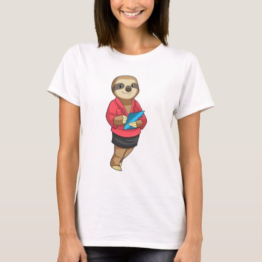 Sloth as Secretary with Notepad T-shirt (Voorkant)