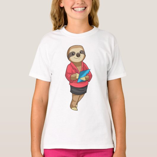 Sloth as Secretary with Notepad T-shirt (Voorkant)