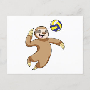 Sloth as Volleyball player with Volleyball Briefkaart