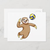 Sloth as Volleyball player with Volleyball Briefkaart (Voorkant / Achterkant)