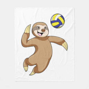 Sloth as Volleyball player with Volleyball Fleece Deken