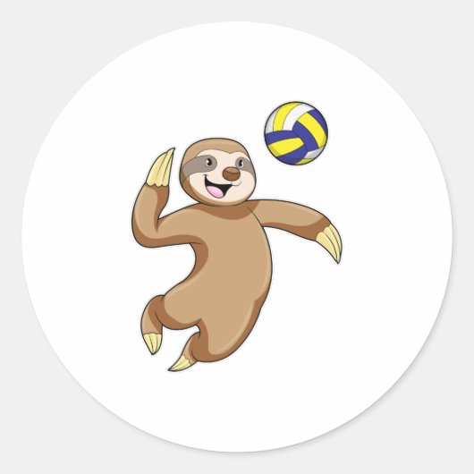 Sloth as Volleyball player with Volleyball Ronde Sticker (Voorkant)