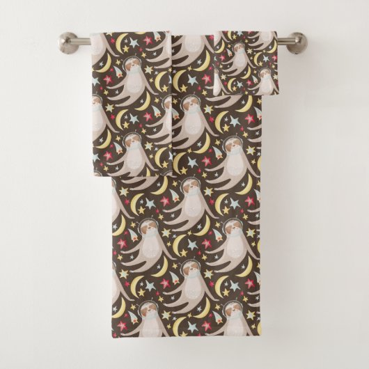 Sloth Astronaut Pattern Bad Handdoek (Insitu)
