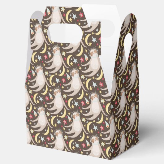Sloth Astronaut Pattern Bedankdoosjes (Geopend)