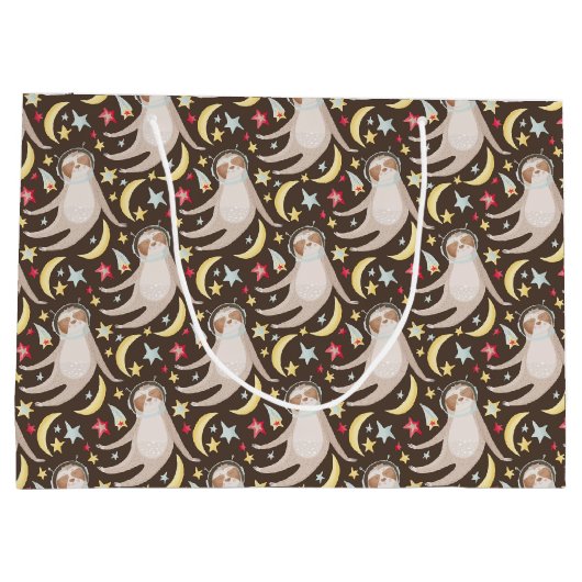 Sloth Astronaut Pattern Groot Cadeauzakje (Achterkant)