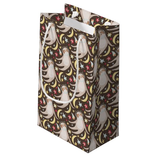 Sloth Astronaut Pattern Klein Cadeauzakje (Achterkant Gekanteld)