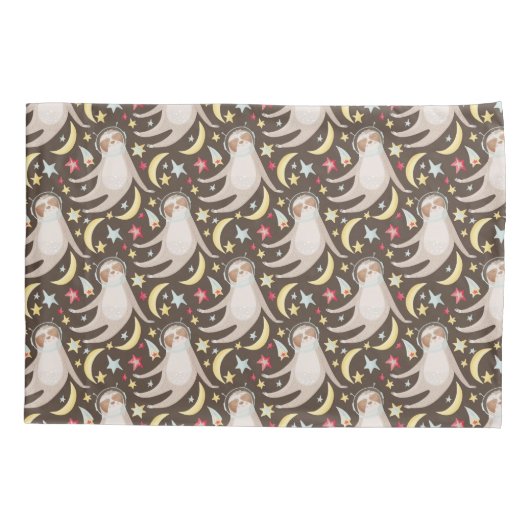 Sloth Astronaut Pattern Kussensloop (Achterkant-Links)