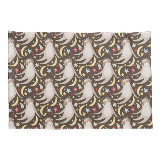 Sloth Astronaut Pattern Kussensloop (Achterkant-Rechts)