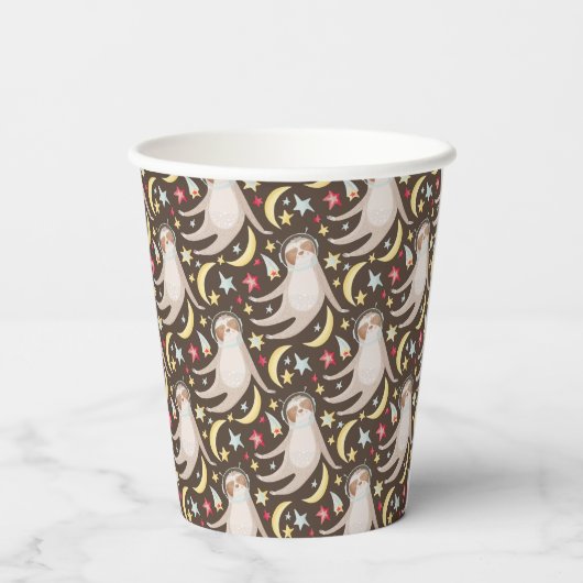 Sloth Astronaut Pattern Papieren Bekers (Achterkant)