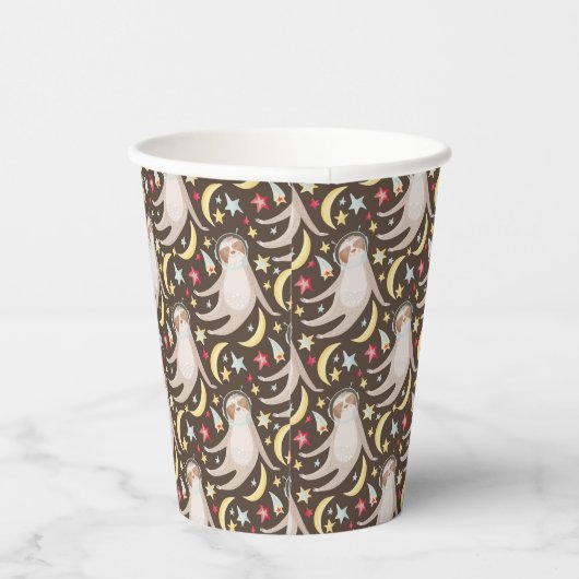 Sloth Astronaut Pattern Papieren Bekers (Rechts)