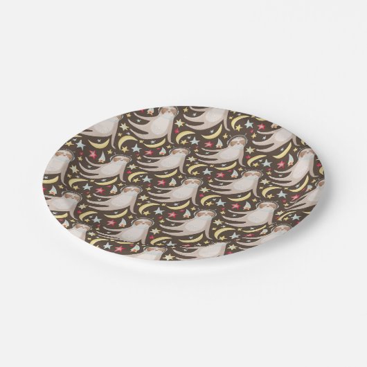 Sloth Astronaut Pattern Papieren Bordje (Gekanteld)