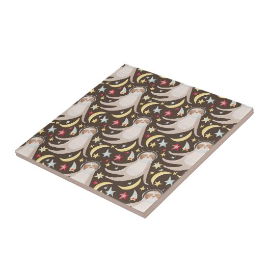 Sloth Astronaut Pattern Tegeltje (Zijkant)