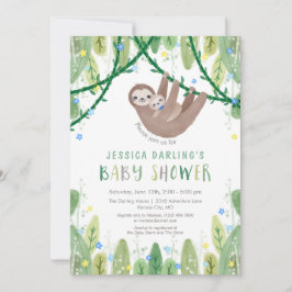 Sloth Baby Bow Stropdas Shower Oerwoud Thema Kaart