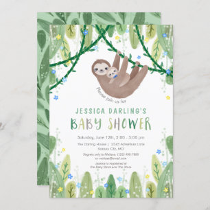 Sloth Baby Bow Stropdas Shower Oerwoud Thema Kaart