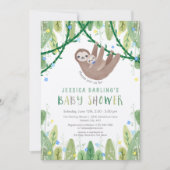 Sloth Baby Bow Stropdas Shower Oerwoud Thema Kaart (Voorkant)