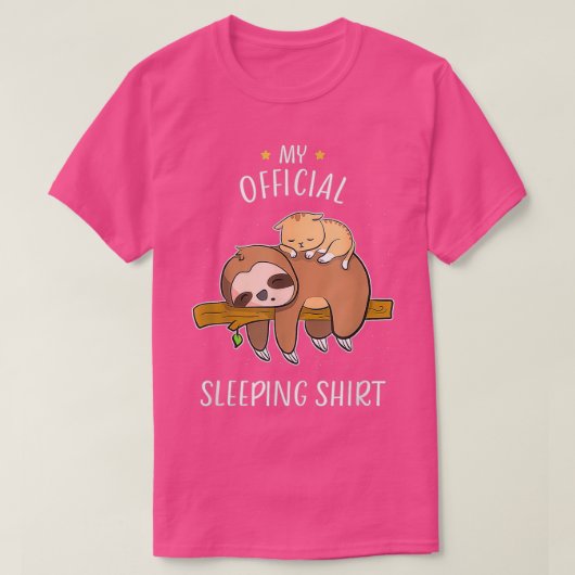 Sloth Baby Cat Sleeping Pajamas Funny T-shirt (Design voorkant)