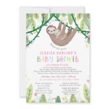 Sloth Baby Girl Virtual Shower Oerwoud Thema