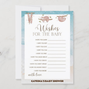 Sloth Baby shower - bewerkbare naam, 5x7 Kaart