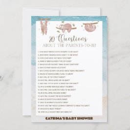 Sloth Baby shower - bewerkbare naam, 5x7 Kaart