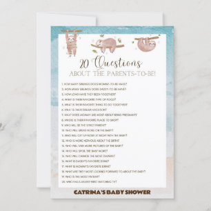 Sloth Baby shower - bewerkbare naam, 5x7 Kaart