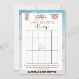 Sloth Baby shower - bewerkbare naam, 5x7 Kaart